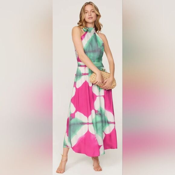 Busayo Collective Tie Dye Side Tie Neckline Dress With Pockets (8) - Picture 1 of 9